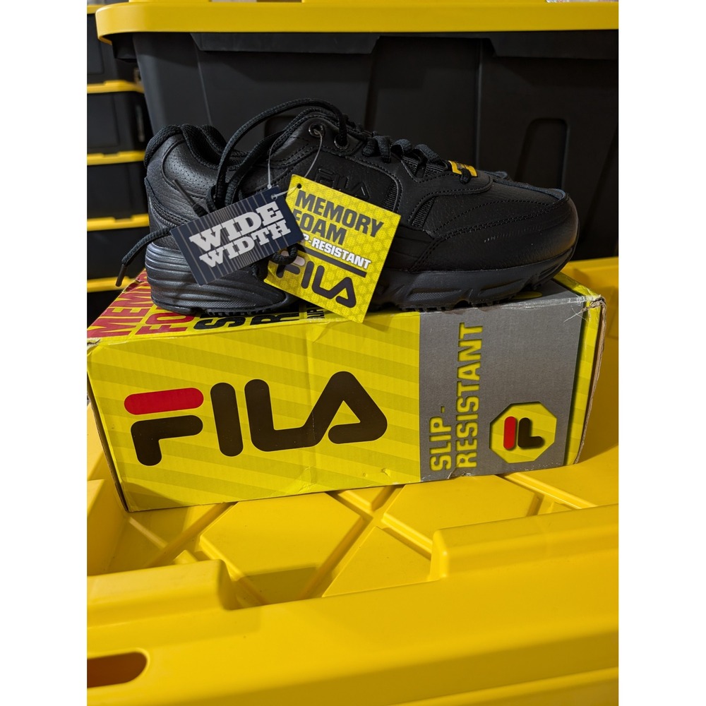 NEW Fila Memory Workshift SR Womens Wide 8.5 Black Slip Resistant Work Shoes